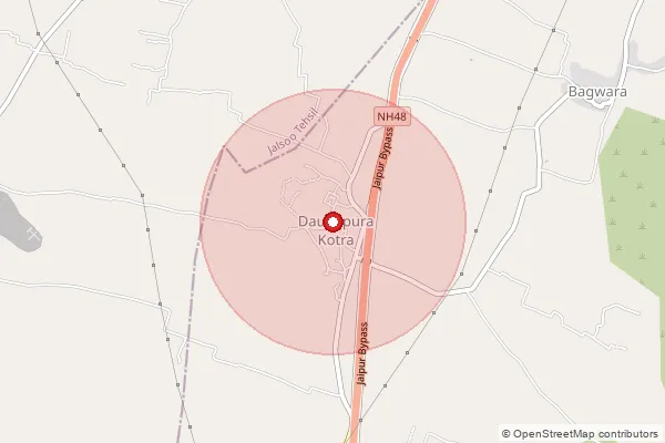 Map showing approximate area covered by Pincode 323614 — Balban B.O, Bundi