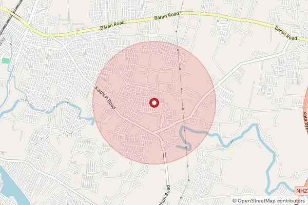 Map showing approximate area covered by Pincode 324002 — Sogaria B.O, Kota