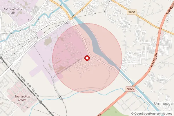 Map showing approximate area covered by Pincode 324004 — Udyog Puri Kota S.O, Kota