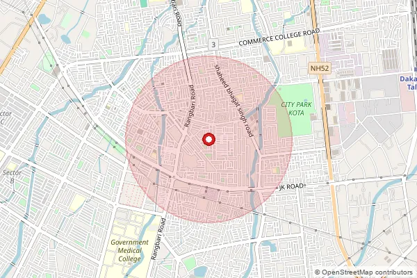 Map showing approximate area covered by Pincode 324005 — I.P.I.A. Kota S.O., Kota