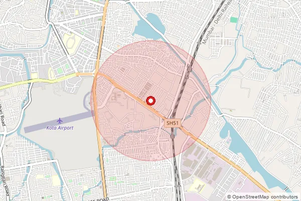 Map showing approximate area covered by Pincode 324007 — New Grain Mandi Kota H.O, Kota