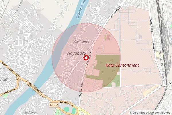 Map showing approximate area covered by Pincode 325003 — Bhanwaria B.O, Kota