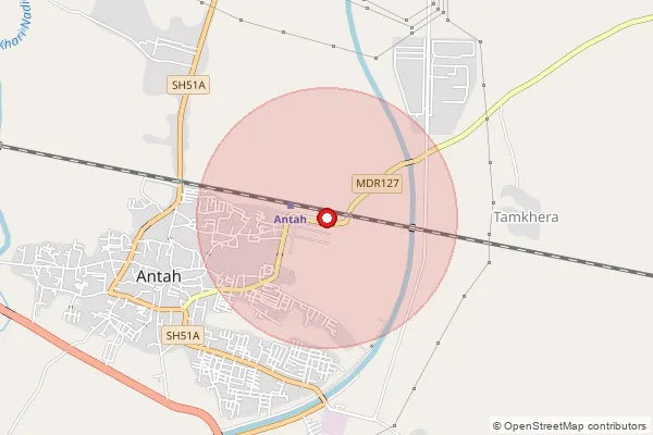 Map showing approximate area covered by Pincode 325202 — Palaitha B.O, Baran