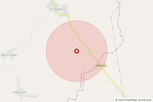 Map showing approximate area covered by Pincode 325209 — Badwa B.O, Baran