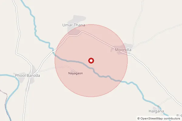 Map showing approximate area covered by Pincode 325218 — Chardana B.O, Baran