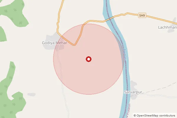 Map showing approximate area covered by Pincode 325220 — Bapcha B.O, Baran