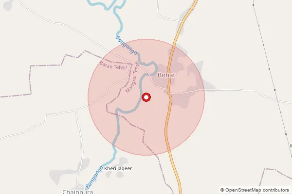 Map showing approximate area covered by Pincode 325222 — Koyala B.O, Baran