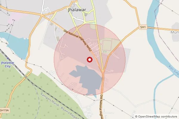 Map showing approximate area covered by Pincode 326001 — Jhalawar H.O, Jhalawar