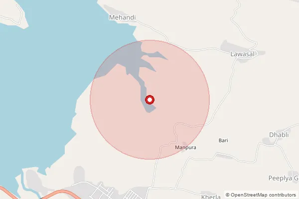 Map showing approximate area covered by Pincode 326021 — Dungargaon B.O, Jhalawar
