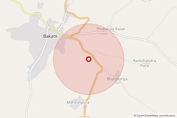 Map showing approximate area covered by Pincode 326022 — Agaria B.O, Jhalawar