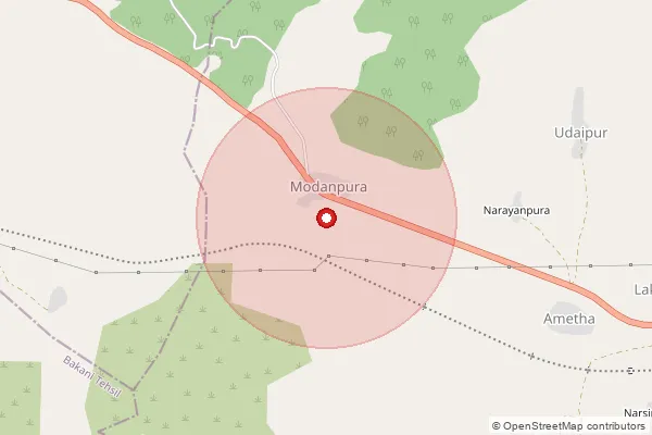 Map showing approximate area covered by Pincode 326033 — Gehu Khedi B.O, Jhalawar