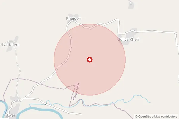 Map showing approximate area covered by Pincode 326034 — Odiya Khedi B.O, Jhalawar