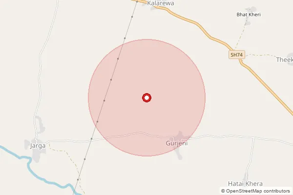 Map showing approximate area covered by Pincode 326038 — Akodiya B.O, Jhalawar