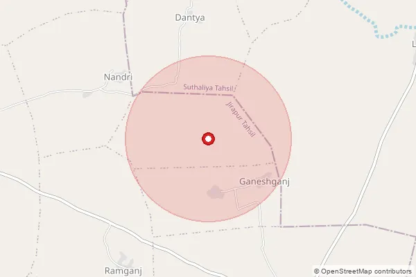 Map showing approximate area covered by Pincode 326039 — Asalpur B.O, Jhalawar