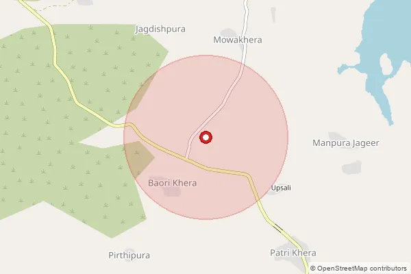 Map showing approximate area covered by Pincode 326501 — Khod B.O, Jhalawar