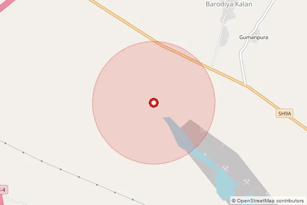 Map showing approximate area covered by Pincode 326520 — Barodia Kalan B.O, Kota