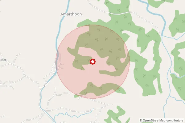 Map showing approximate area covered by Pincode 327023 — Devda B.O, Banswara