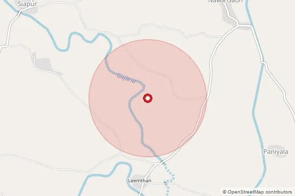 Map showing approximate area covered by Pincode 327025 — Bachadiya B.O, Banswara