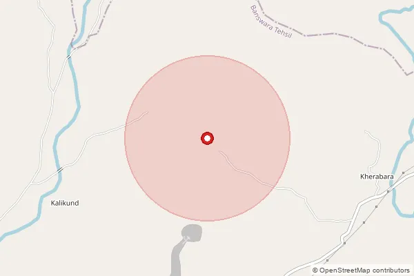 Map showing approximate area covered by Pincode 327026 — Badgun B.O, Banswara