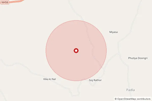 Map showing approximate area covered by Pincode 327027 — Dungar B.O, Banswara