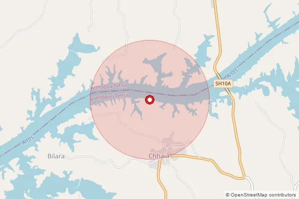 Map showing approximate area covered by Pincode 327031 — Badliya B.O, Banswara