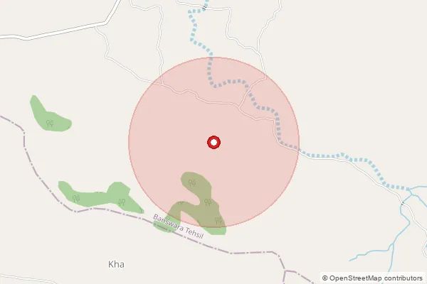 Map showing approximate area covered by Pincode 327604 — Bodigama B.O, Banswara