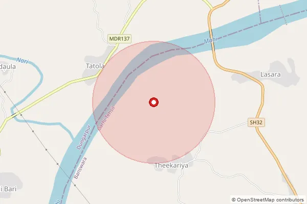 Map showing approximate area covered by Pincode 327605 — Akhebhanji Ka Gara B.O, Banswara