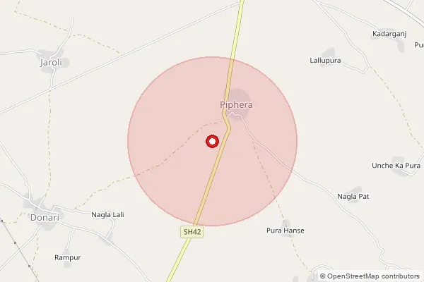 Map showing approximate area covered by Pincode 328023 — Maloni Panwar Bo, Dholpur