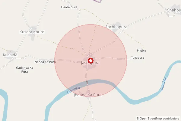 Map showing approximate area covered by Pincode 328024 — Bintipura Bo, Dholpur