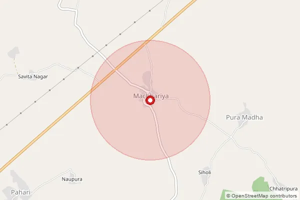 Map showing approximate area covered by Pincode 328025 — Hathbai Bo, Dholpur