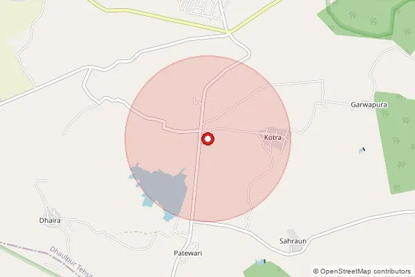 Map showing approximate area covered by Pincode 328028 — Basainadang Bo, Dholpur