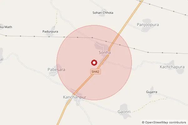 Map showing approximate area covered by Pincode 328041 — Gadhi Sukkha Bo, Dholpur