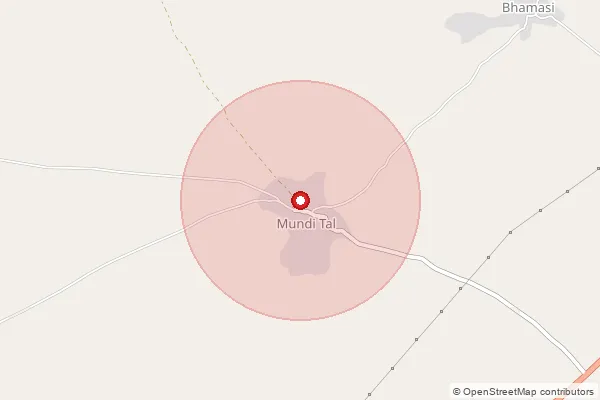 Map showing approximate area covered by Pincode 331023 — Chubakia Tal B.O, Churu