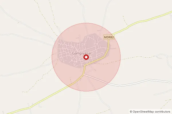 Map showing approximate area covered by Pincode 331027 — Gangiasar B.O, Jhunjhunu