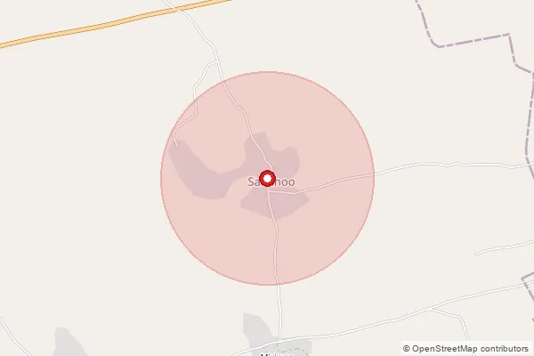 Map showing approximate area covered by Pincode 331303 — Lilawati B.O, Churu