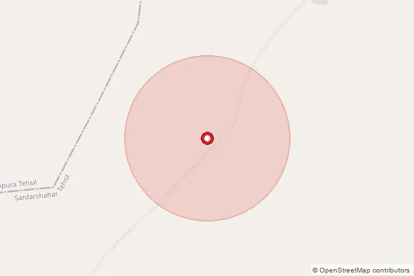 Map showing approximate area covered by Pincode 331403 — Adsisar B.O, Churu