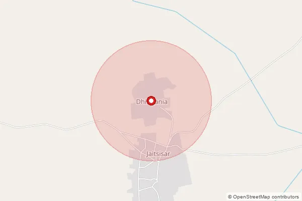 Map showing approximate area covered by Pincode 331411 — Jaitsisar B.O, Churu