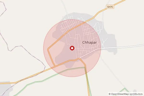 Map showing approximate area covered by Pincode 331502 — Chhapar S.O, Churu