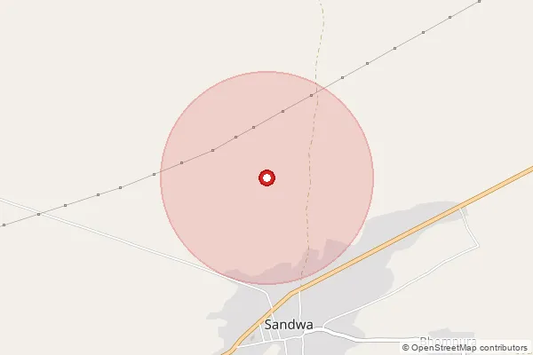 Map showing approximate area covered by Pincode 331517 — Sandwa S.O, Churu