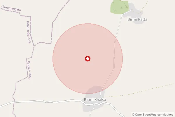 Map showing approximate area covered by Pincode 331701 — Bhimsana B.O, Churu