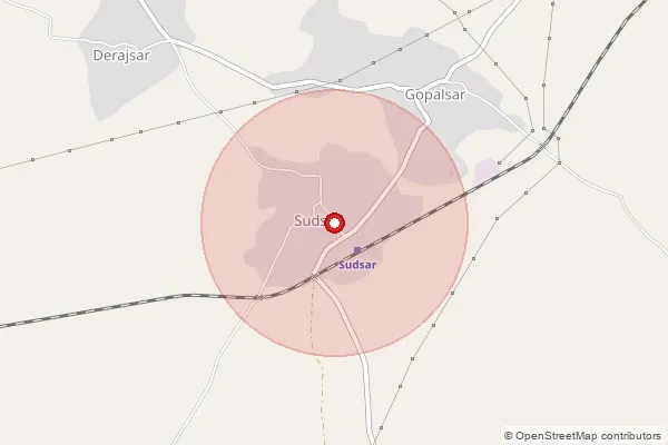 Map showing approximate area covered by Pincode 331811 — Jodhasar B.O, Bikaner