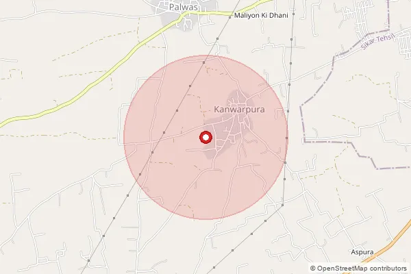 Map showing approximate area covered by Pincode 332001 — Sikar Ho, Sikar