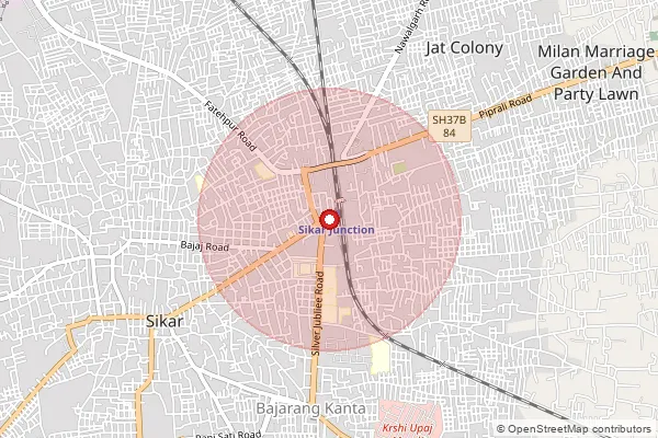 Map showing approximate area covered by Pincode 332003 — Ndc Sikar, Sikar