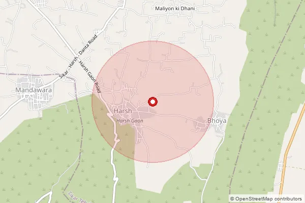 Map showing approximate area covered by Pincode 332021 — Antri Bo, Sikar