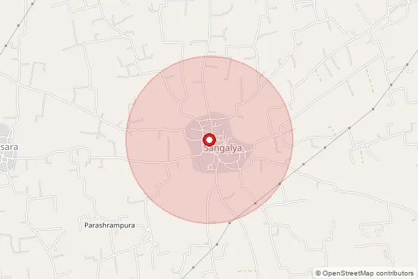 Map showing approximate area covered by Pincode 332025 — Bhirana Bo, Sikar