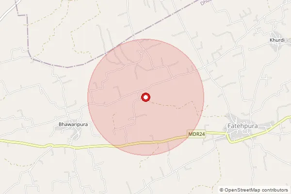 Map showing approximate area covered by Pincode 332028 — Bhilunda Bo, Sikar