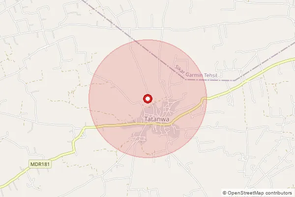 Map showing approximate area covered by Pincode 332042 — Bhuwala Bo, Sikar