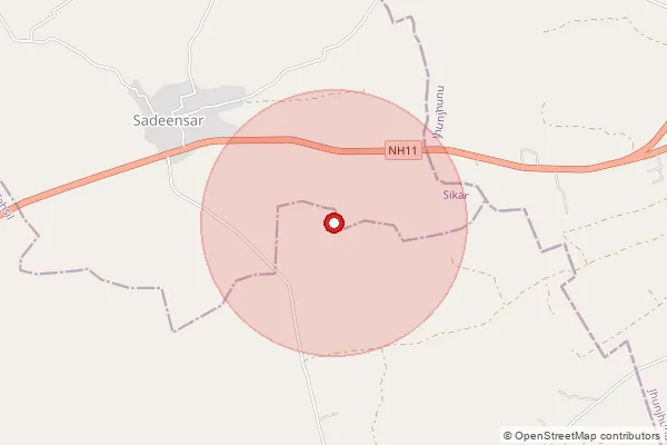 Map showing approximate area covered by Pincode 332305 — Balod Bhakaran Bo, Sikar