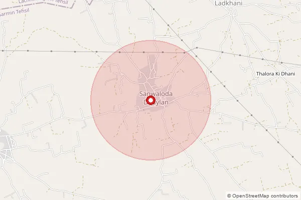 Map showing approximate area covered by Pincode 332315 — Jasrasar Bo, Sikar