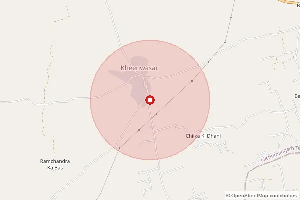 Map showing approximate area covered by Pincode 332316 — Beedasar So, Sikar